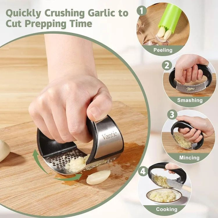 Garlic Press, Manual Garlic Press Rocker with Handle.